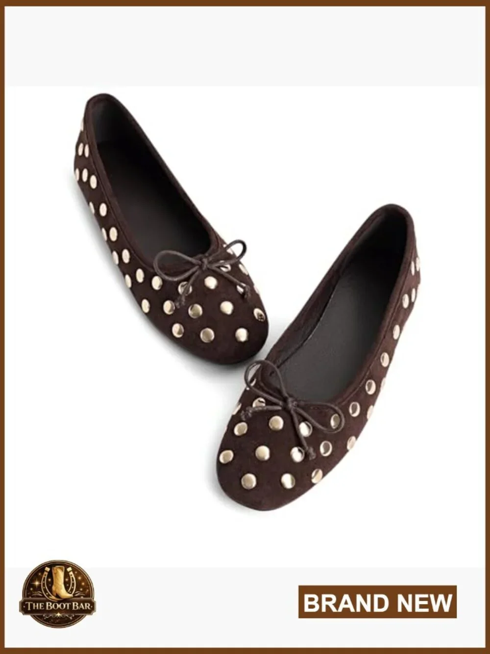 Studded Mary Jane Ballet Flats Round Toe Slip On Comfortable Work Shoes